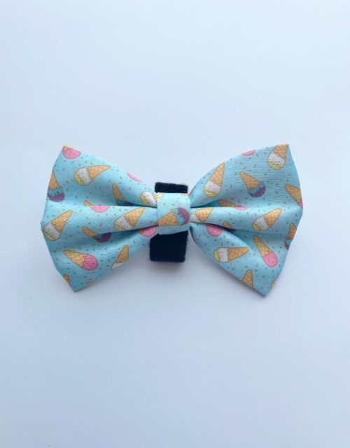 Dog Bow Tie | Ice Cream Design Bow Tie For Dog Collars | Blue Summer Scoops Haus of Woof UK Puppy Accessories
